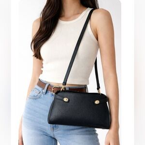 Anna Paola Black Leather Crossbody HandBag Italy